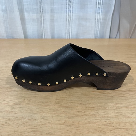 KHAITE Studded Black Leather Wooden Clogs Size EU 41 US 10/10.5 - Picture 8 of 15